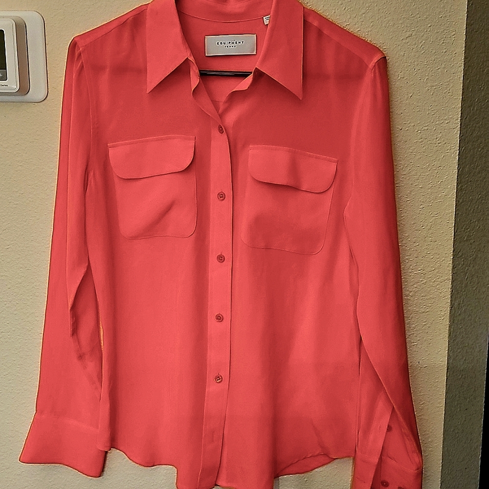 NewNOtags Equipment Orange Button Down Shirt 100% Silk